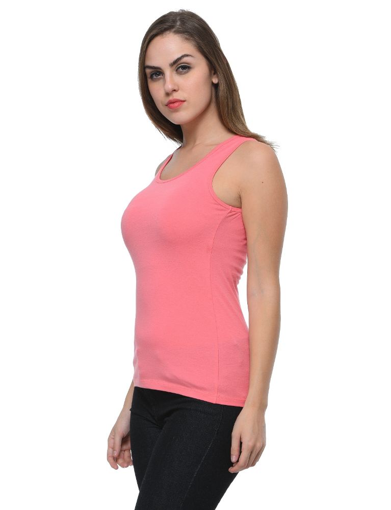 Picture of Frenchtrendz Cotton Spandex Light Coral Medium Length Tank Top