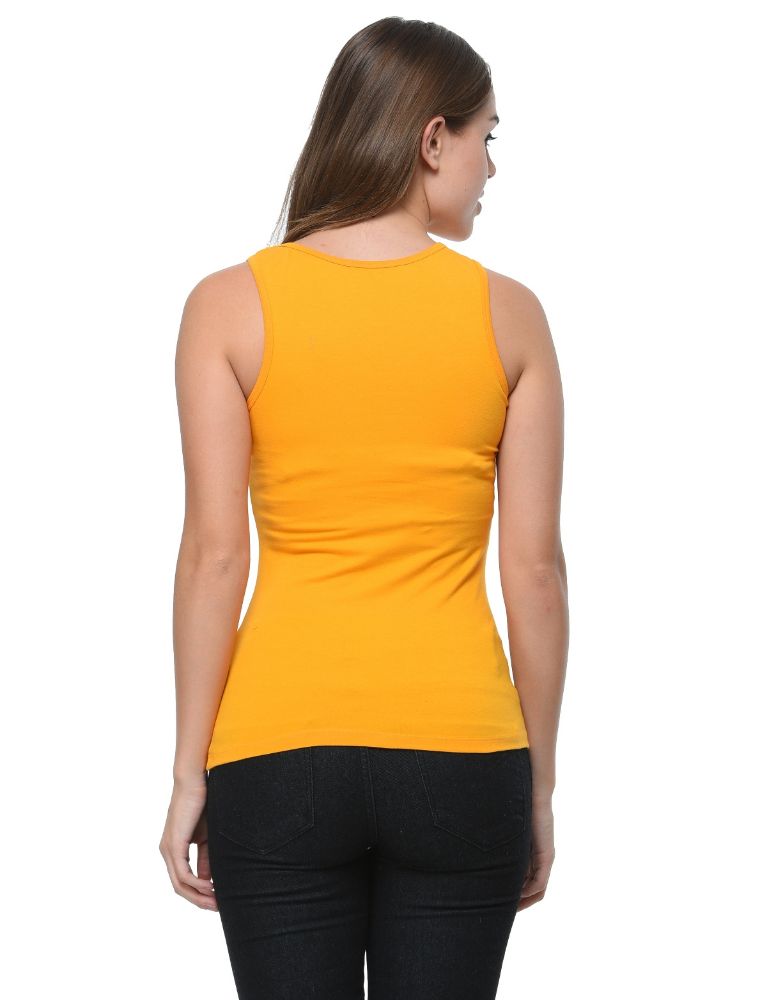 Picture of Frenchtrendz Cotton Spandex Light Mustard Medium Length Tank Top