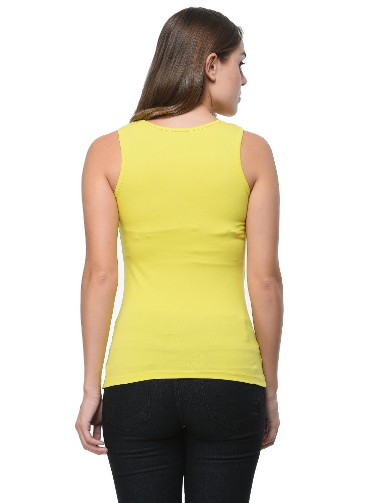 Picture of Frenchtrendz Cotton Spandex Neon Yellow Medium Length Tank Top
