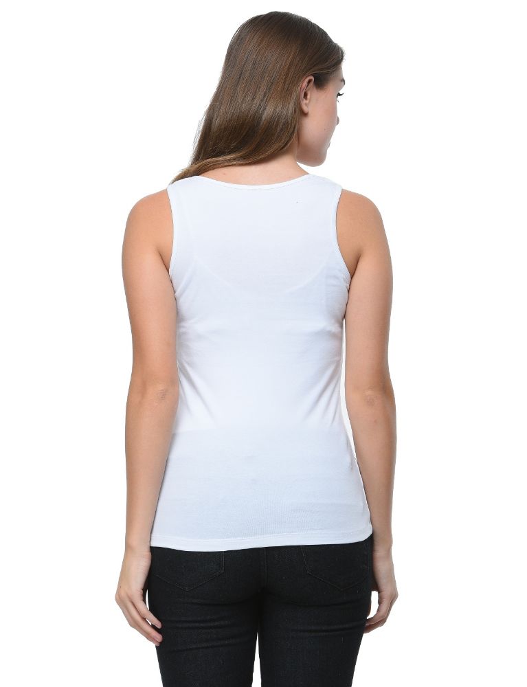 Picture of Frenchtrendz Cotton Spandex White Medium Length Tank Top