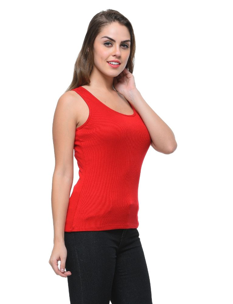 Picture of Frenchtrendz Rib Viscose Maroon Medium Length Tank Top