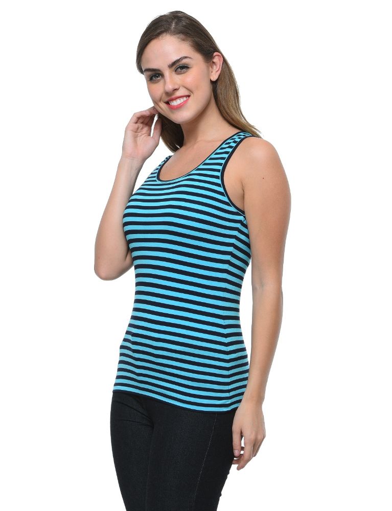 Picture of Frenchtrendz Viscose Spandex Turq Navy Medium Length Tank Top
