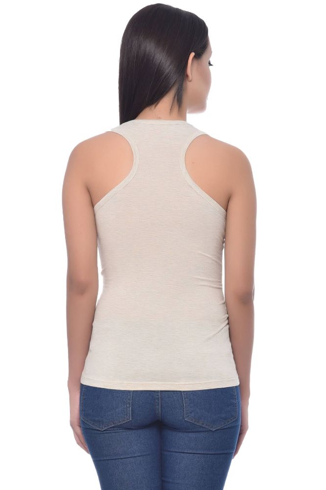 Picture of Frenchtrendz Modal Spandex Oatmeal Racer Back Medium Length Tank Top