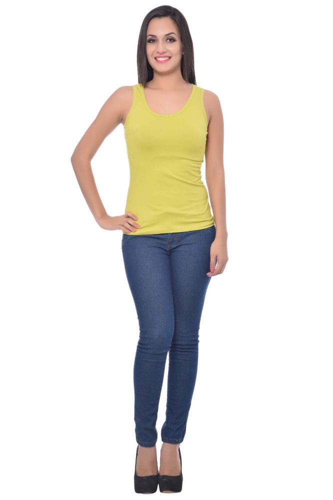 Picture of Frenchtrendz Cotton Spandex Lime Medium Length Tank Top