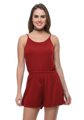 Picture of Frenchtrendz Poly Viscose Dark Maroon Romper