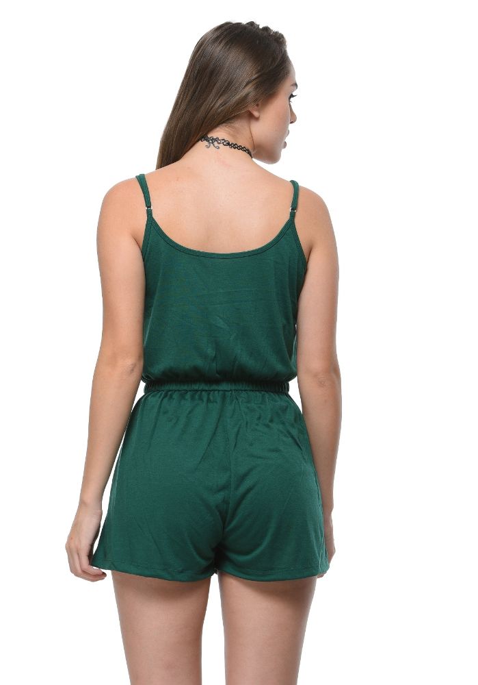 Picture of Frenchtrendz Poly Viscose Dark Green Romper