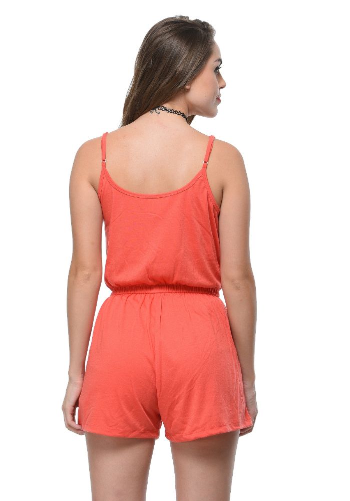 Picture of Frenchtrendz Poly Viscose Coral Romper