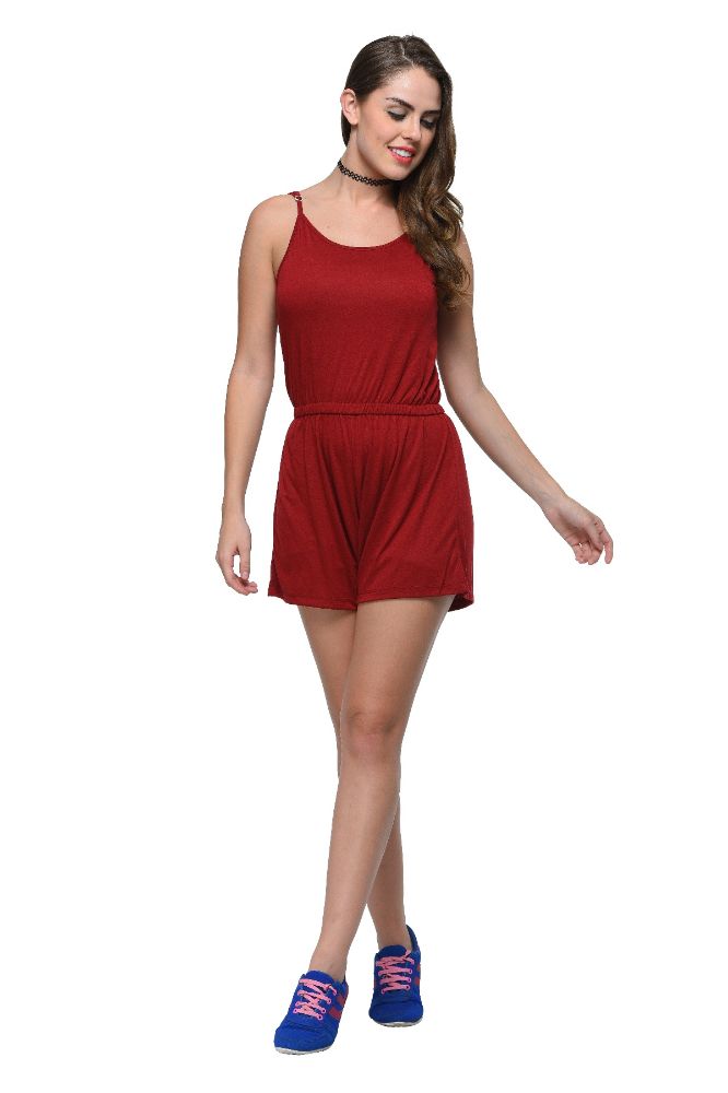 Picture of Frenchtrendz Poly Viscose Dark Maroon Romper
