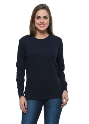 Picture of Frenchtrendz Cotton Fleece Navy Round Neck Full Sleeve Sweatshirt