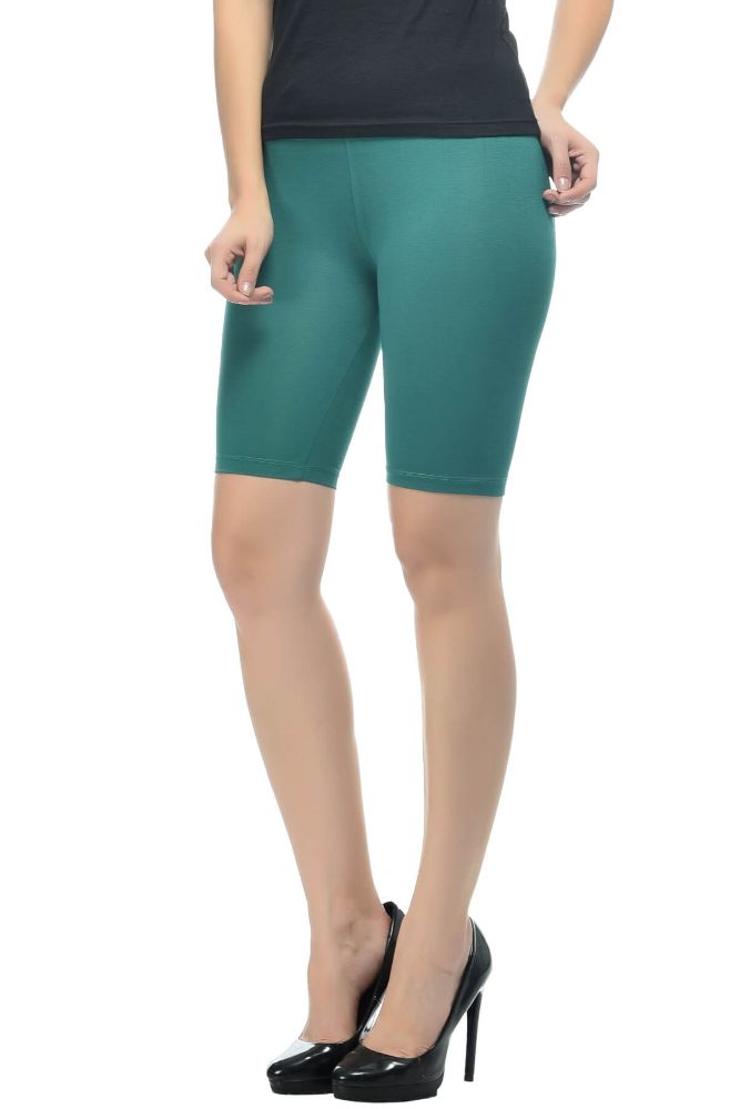 Picture of Frenchtrendz Viscose Spandex Dark Green Shorts