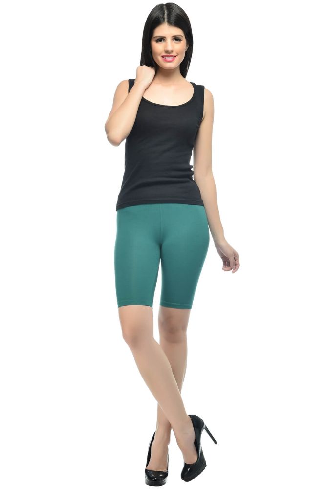 Picture of Frenchtrendz Viscose Spandex Dark Green Shorts