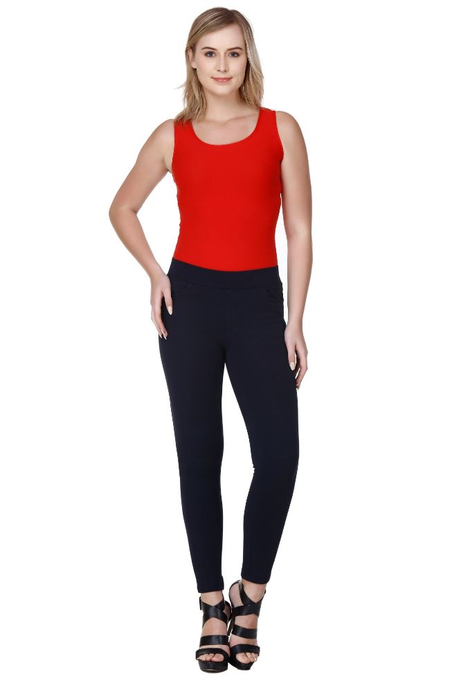 Picture of Frenchtrendz Cotton Poly Spandex  Navy-Blue Jeggings
