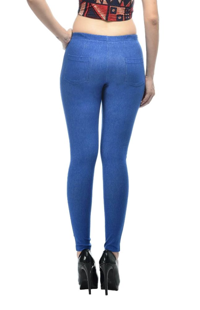 Picture of Frenchtrendz Cotton Modal Spandex Royal Blue With Back Pocket Jeggings