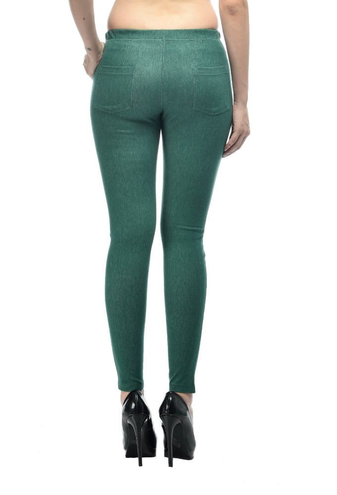 Picture of Frenchtrendz Cotton Modal Spandex Green With Back Pocket Jeggings