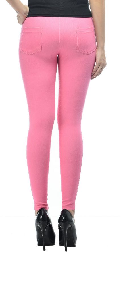 Picture of Frenchtrendz Cotton Modal Spandex Baby Pink With Back Pocket Jeggings