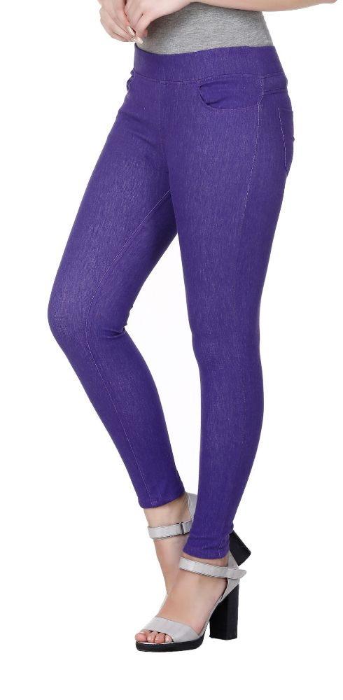 Picture of Frenchtrendz cotton viscose Spandex Purple Jeggings