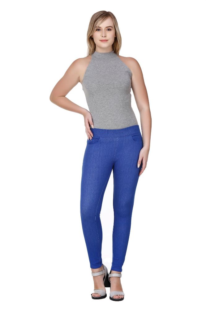 Picture of Frenchtrendz cotton viscose Spandex Royal Blue Jeggings