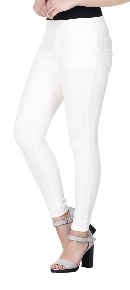 Picture of Frenchtrendz cotton viscose Spandex White Jeggings