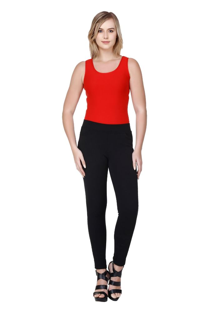 Picture of Frenchtrendz Cotton Viscose Spandex Black Jeggings