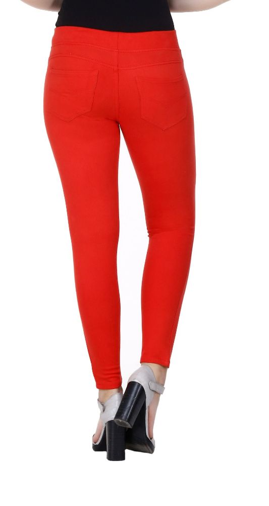 Picture of Frenchtrendz Cotton Viscose Spandex Red Jeggings