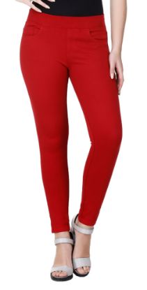 Picture of Frenchtrendz Cotton Viscose  Spandex Maroon Jeggings