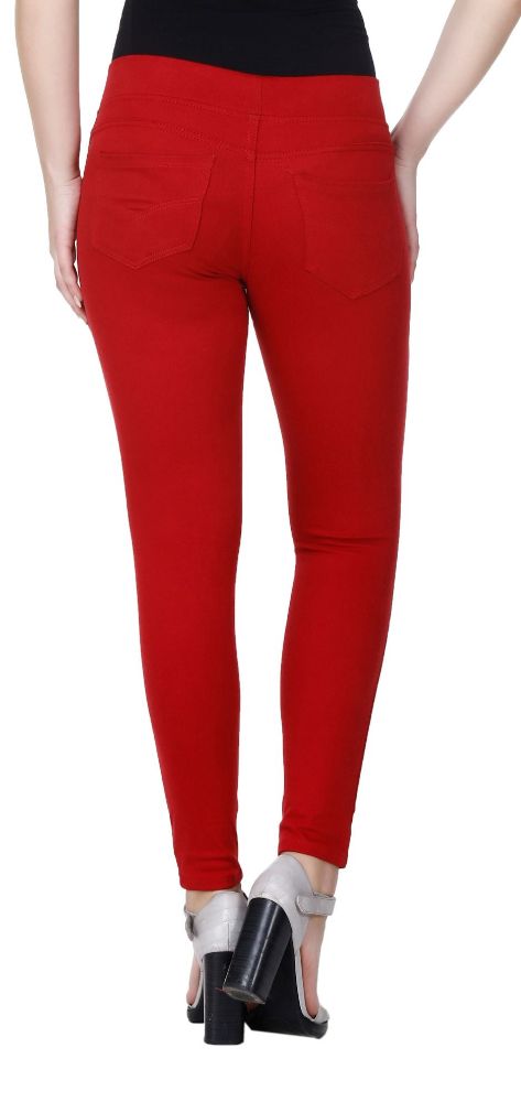 Picture of Frenchtrendz Cotton Viscose  Spandex Maroon Jeggings