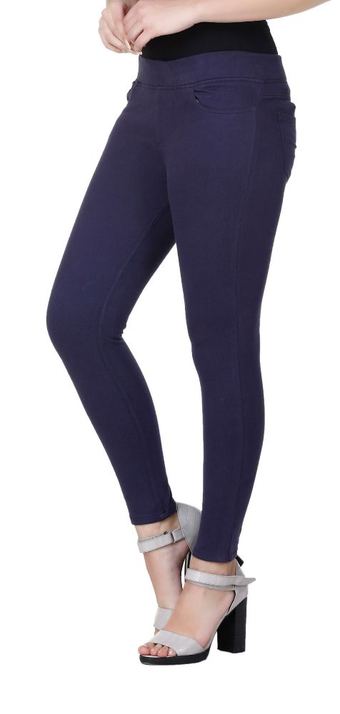 Picture of Frenchtrendz Cotton Viscose Spandex Navy Blue Jeggings