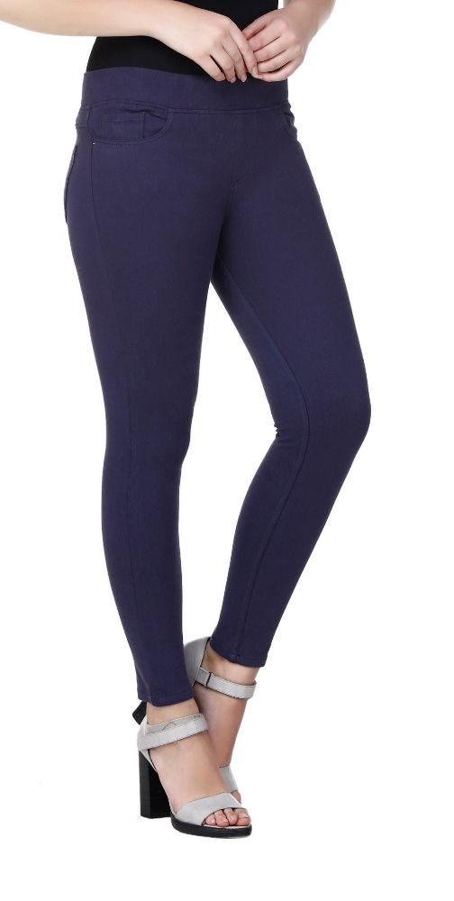 Picture of Frenchtrendz Cotton Viscose Spandex Navy Blue Jeggings