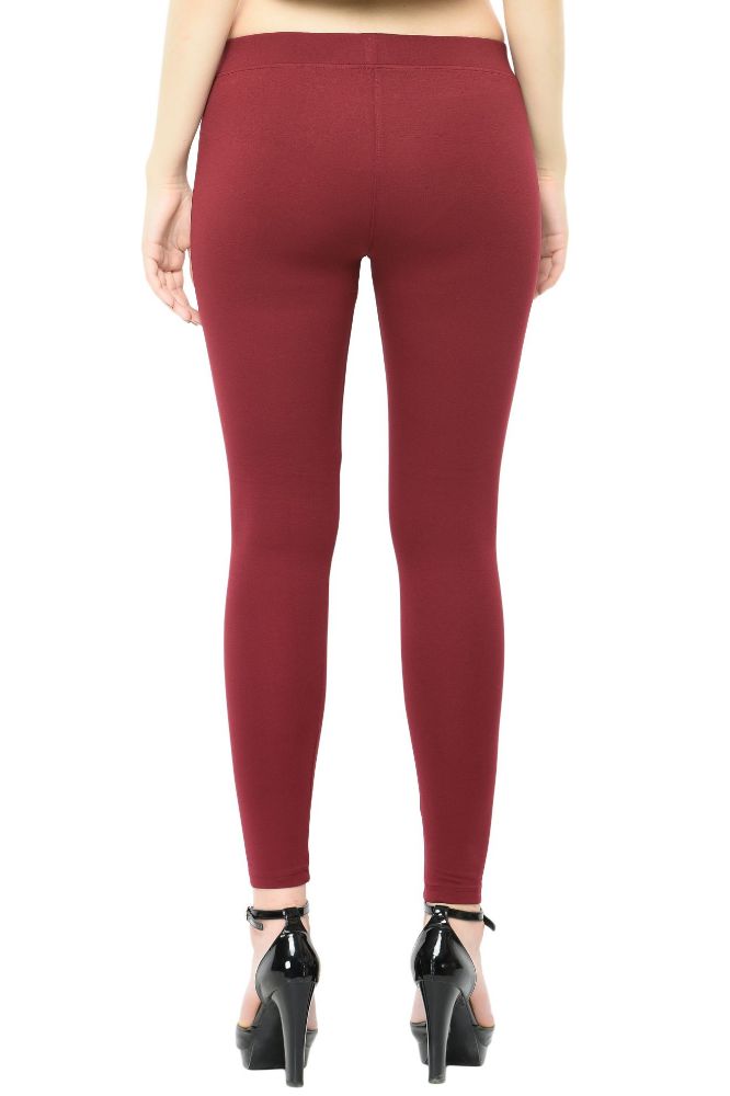 Picture of Frenchtrendz modal Poly Spandex Maroon Flat Belt Without Pocket Jegging