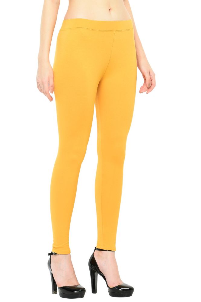 Picture of Frenchtrendz modal Poly Spandex Yellow Flat Belt Without Pocket Jegging