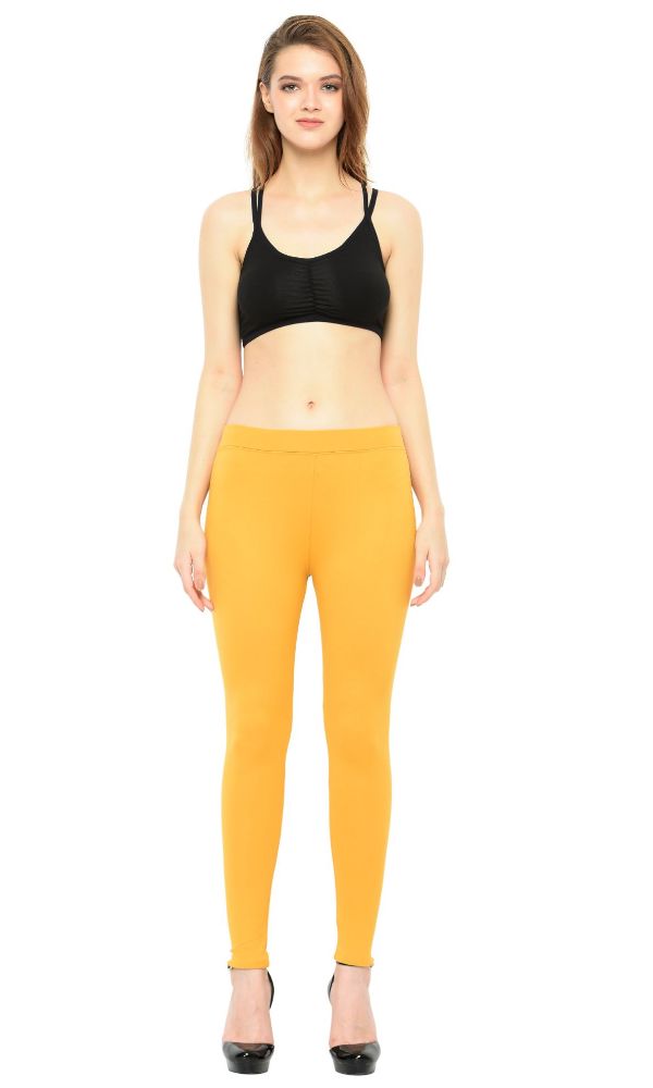 Picture of Frenchtrendz modal Poly Spandex Yellow Flat Belt Without Pocket Jegging