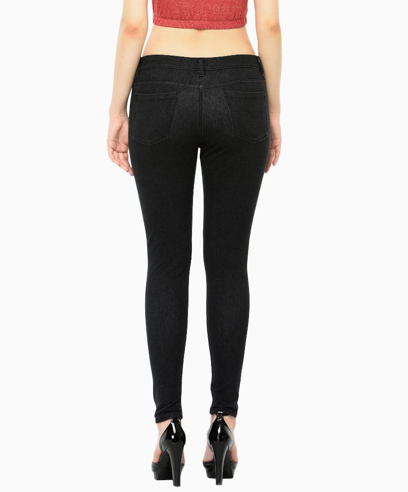 Picture of Frenchtrendz Cotton Viscose Spandex Black Jeans With Zip & Button
