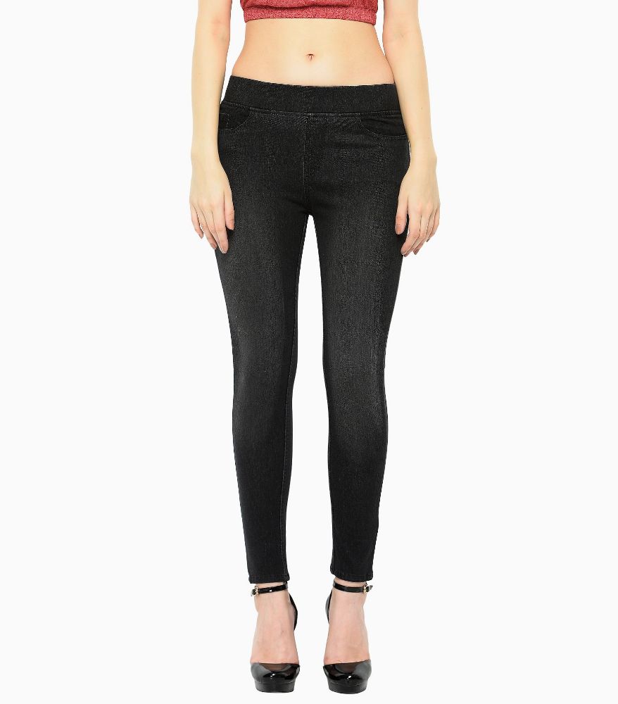 Picture of Frenchtrendz Cotton Viscose Spandex Black wash Jegging