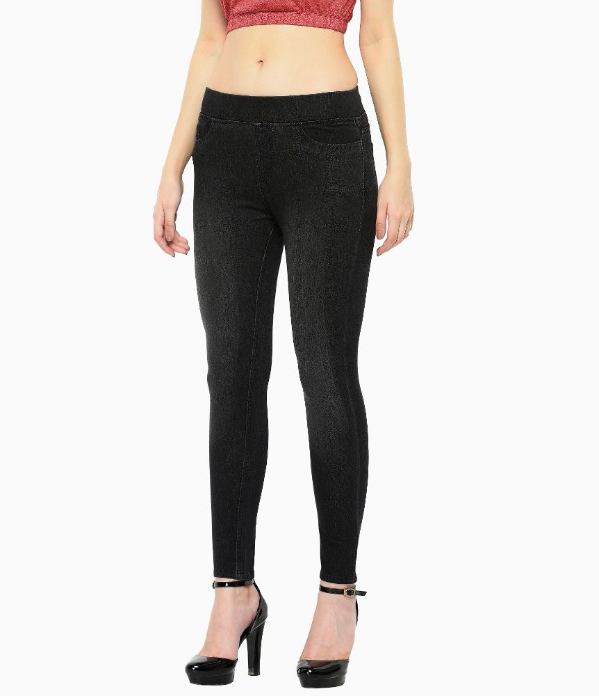 Picture of Frenchtrendz Cotton Viscose Spandex Black wash Jegging