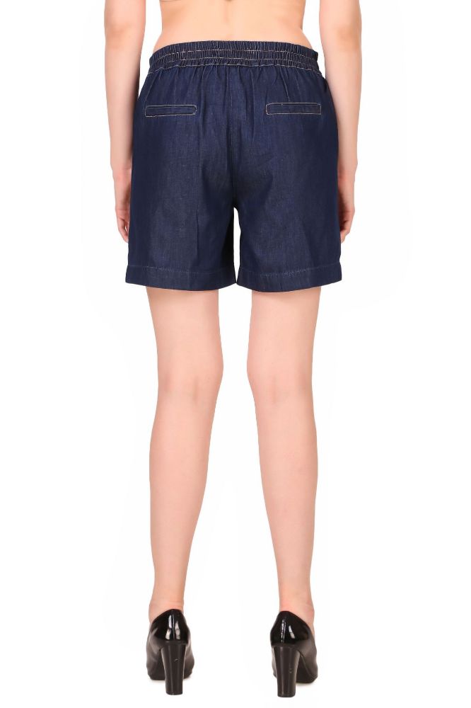 Picture of Frenchtrendz Women's cotton denim indigo blue Shorts