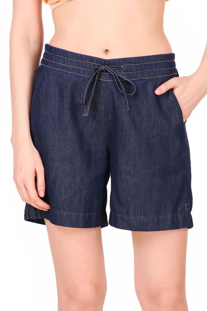 Picture of Frenchtrendz Women's cotton denim indigo blue Shorts