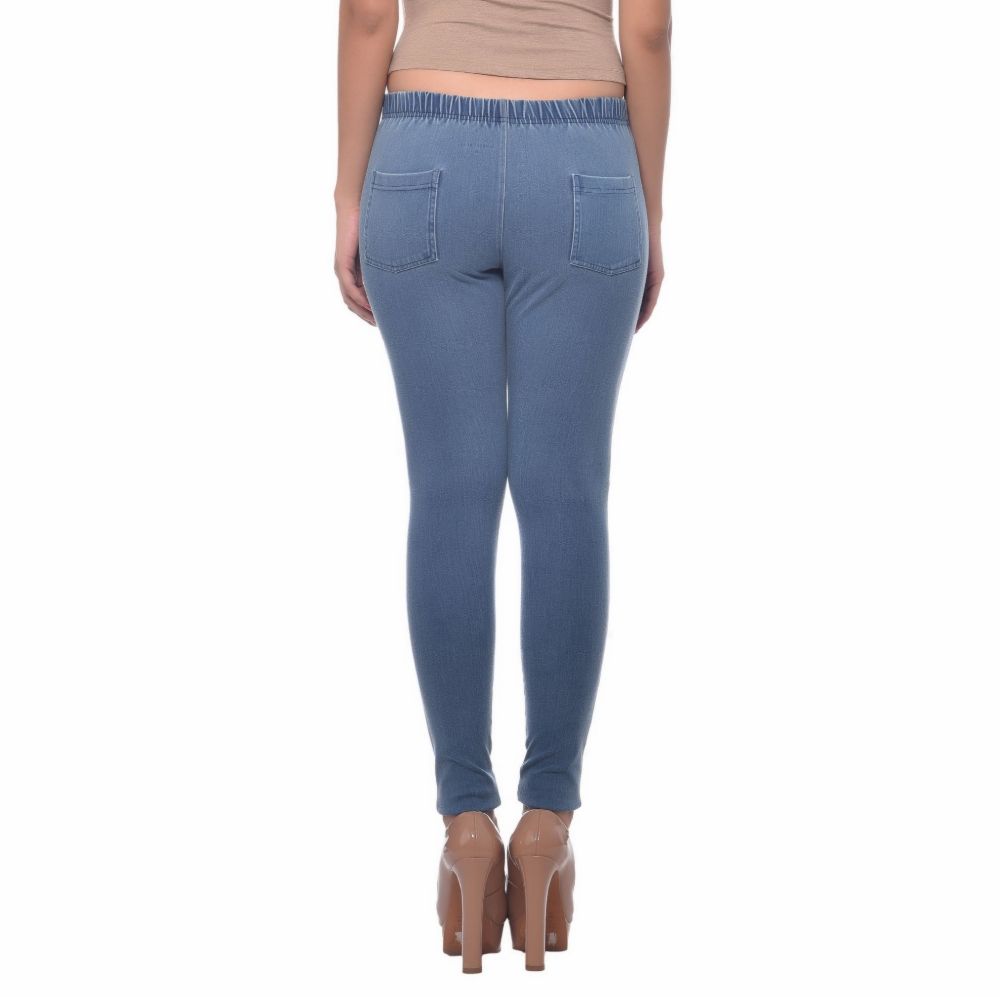Picture of Frenchtrendz Cotton Modal Spandex Ice Wash Denim Look Jegging