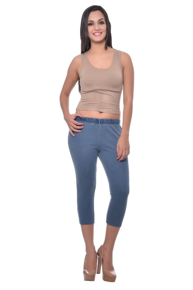 Picture of Frenchtrendz Cotton Modal Spandex Ice Wash Jegging Capri