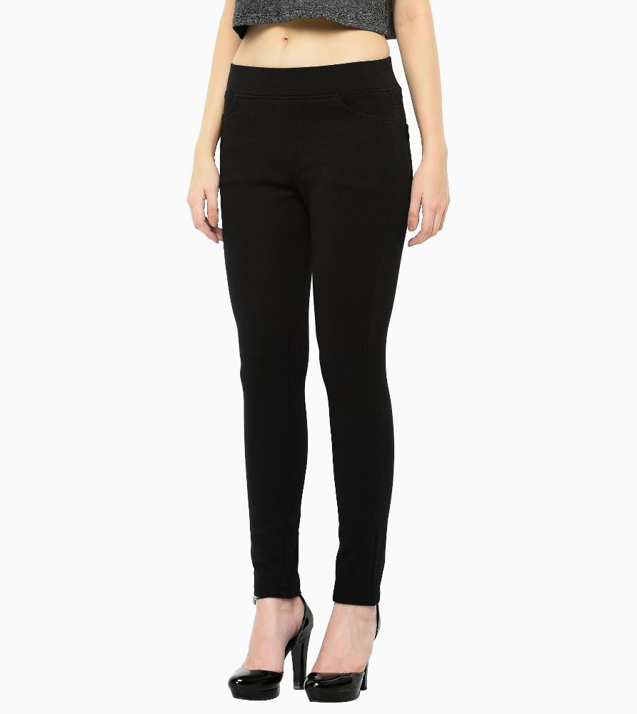Picture of Frenchtrendz Cotton Poly Spandex  Black Jeggings