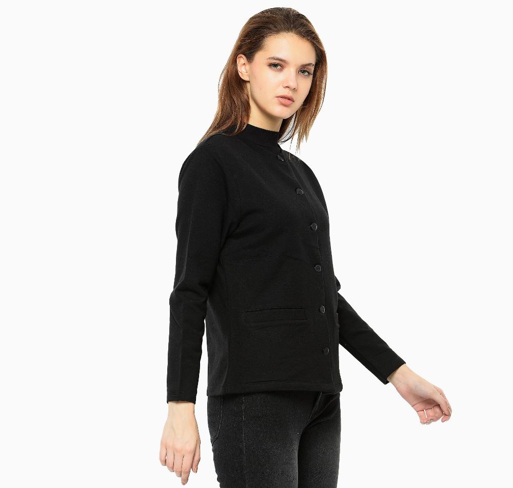 Picture of Frenchtrendz Cotton Modal Fleece Black Jacket