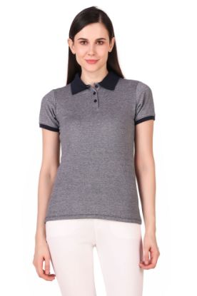 Picture of Frenchtrendz Cotton Spandex Navy Half Sleeve Polo T-Shirt