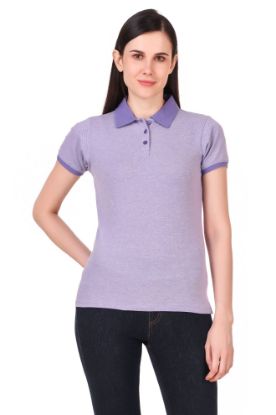 Picture of Frenchtrendz Cotton Spandex Lilac Half Sleeve Polo T-Shirt