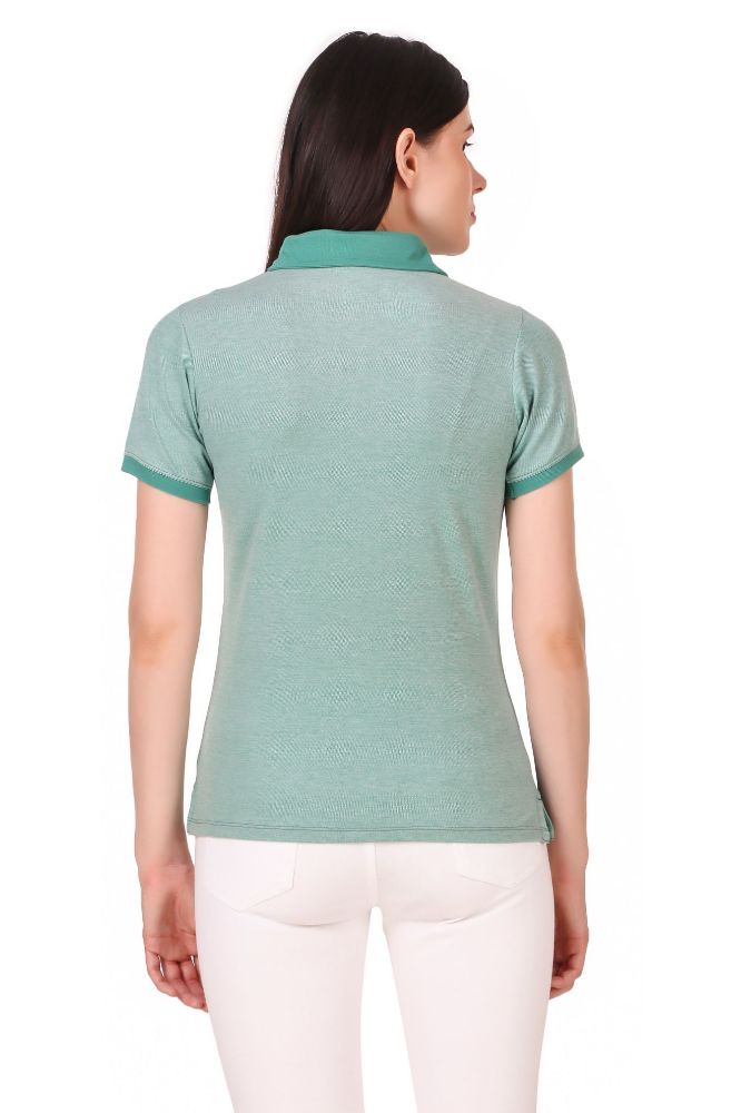 Picture of Frenchtrendz Cotton Spandex Light Green Half Sleeve Polo T-Shirt