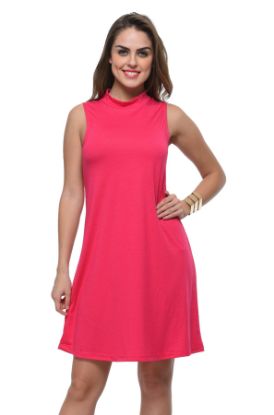 Picture of Frenchtrendz Poly Viscose Swe Pink Mock Neck Bodycon Sleeveless Dress