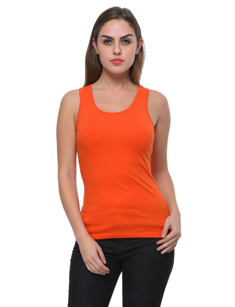Picture of Frenchtrendz Cotton Spandex Rust Red Medium Length Tank Top
