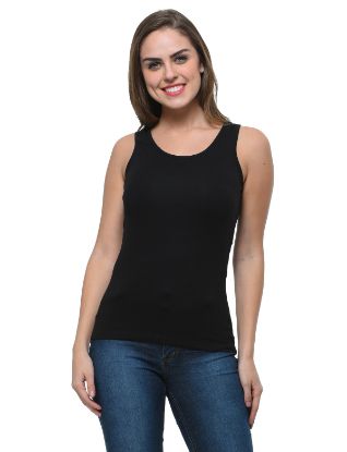 Picture of Frenchtrendz Cotton Spandex Black Medium Length Tank Top