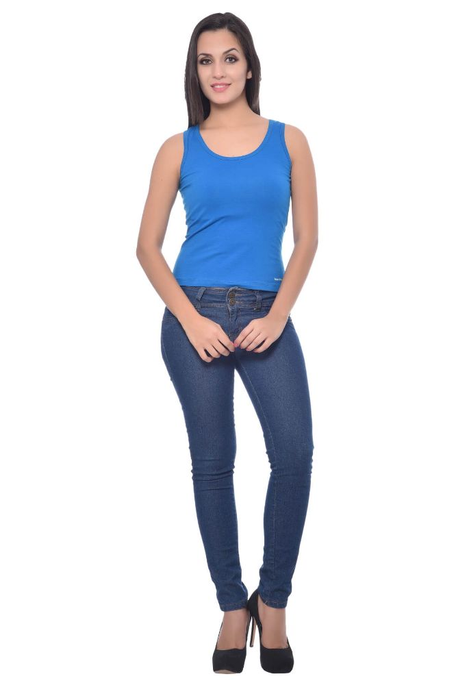 Picture of Frenchtrendz Cotton Spandex Blue Short Length Tank Top