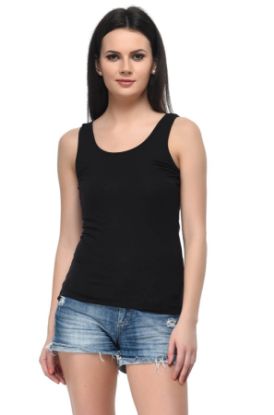 Picture of Frenchtrendz Viscose Spandex Black Medium Length Tank Top