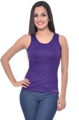 Picture of Frenchtrendz Viscose Spandex Purple Medium Length Tank Top