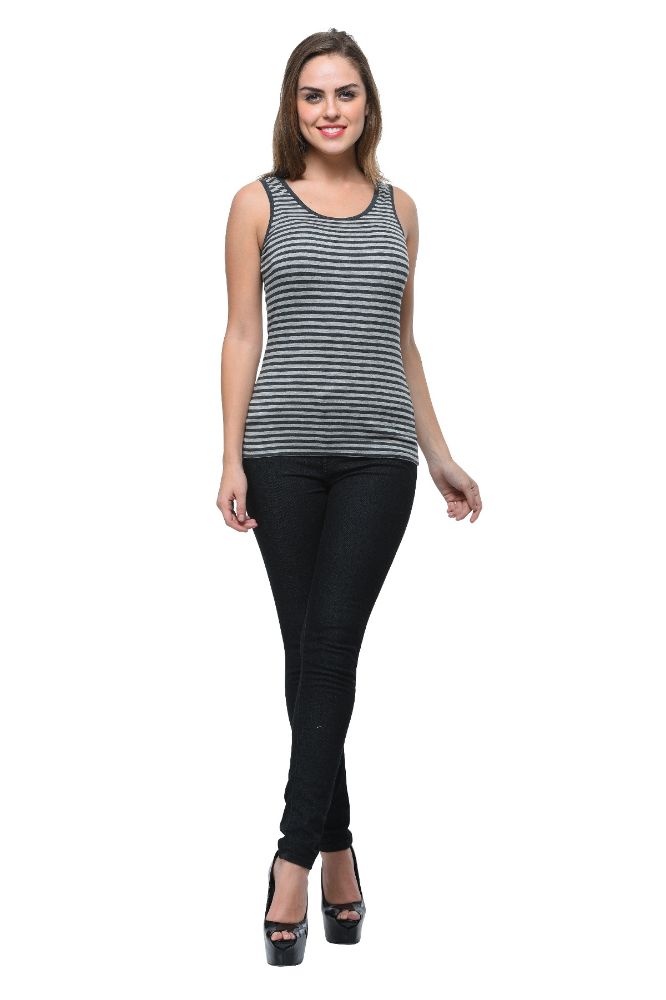 Picture of Frenchtrendz Viscose Spandex Grey Charcoal Medium Length Tank Top